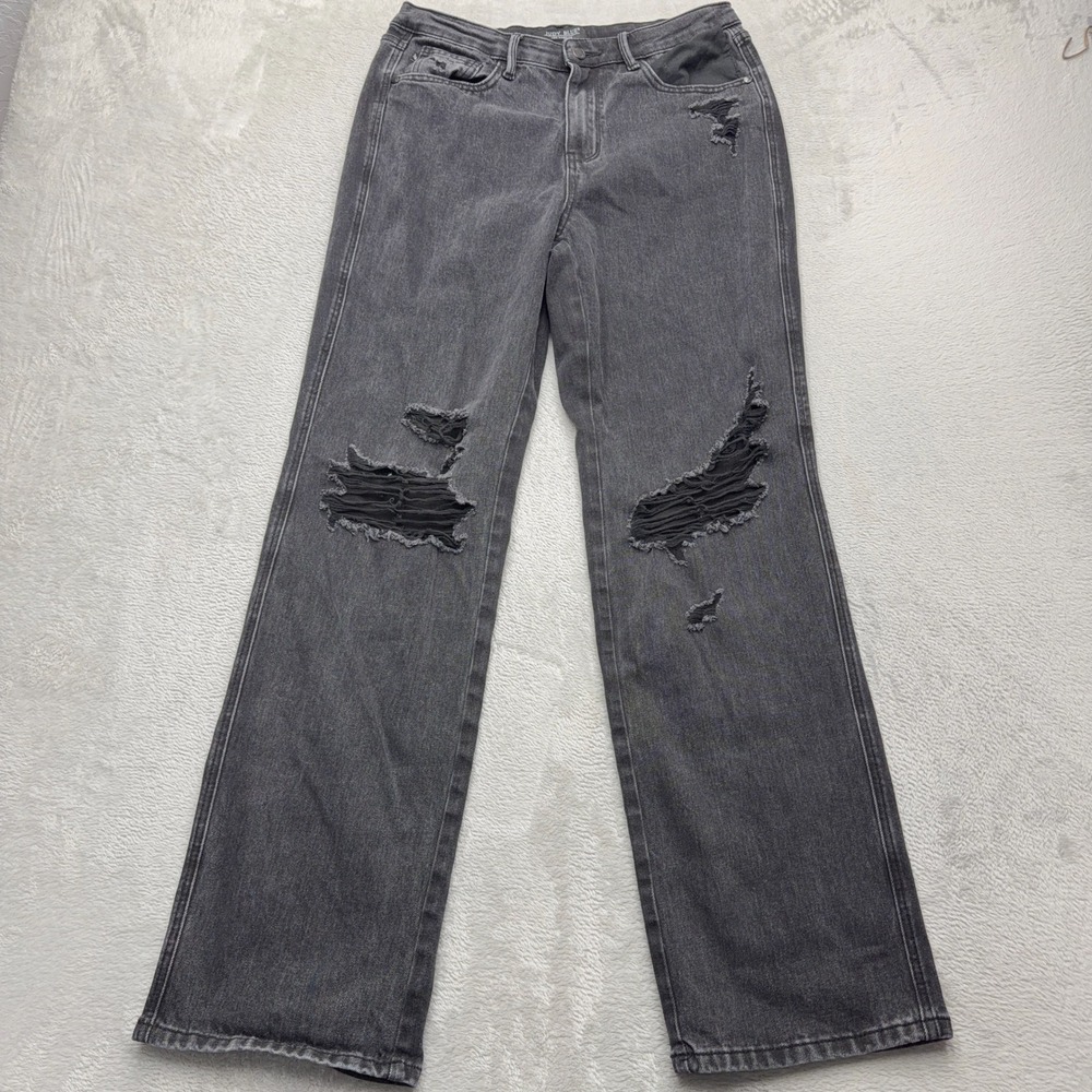 Judy Blue Jeans Womens 9/29 Black JB88737 BK Distressed Straight Leg Denim